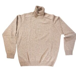 Springfield 100% Lambswool Turtleneck Sweater Mens Large Tan Speckled Knit